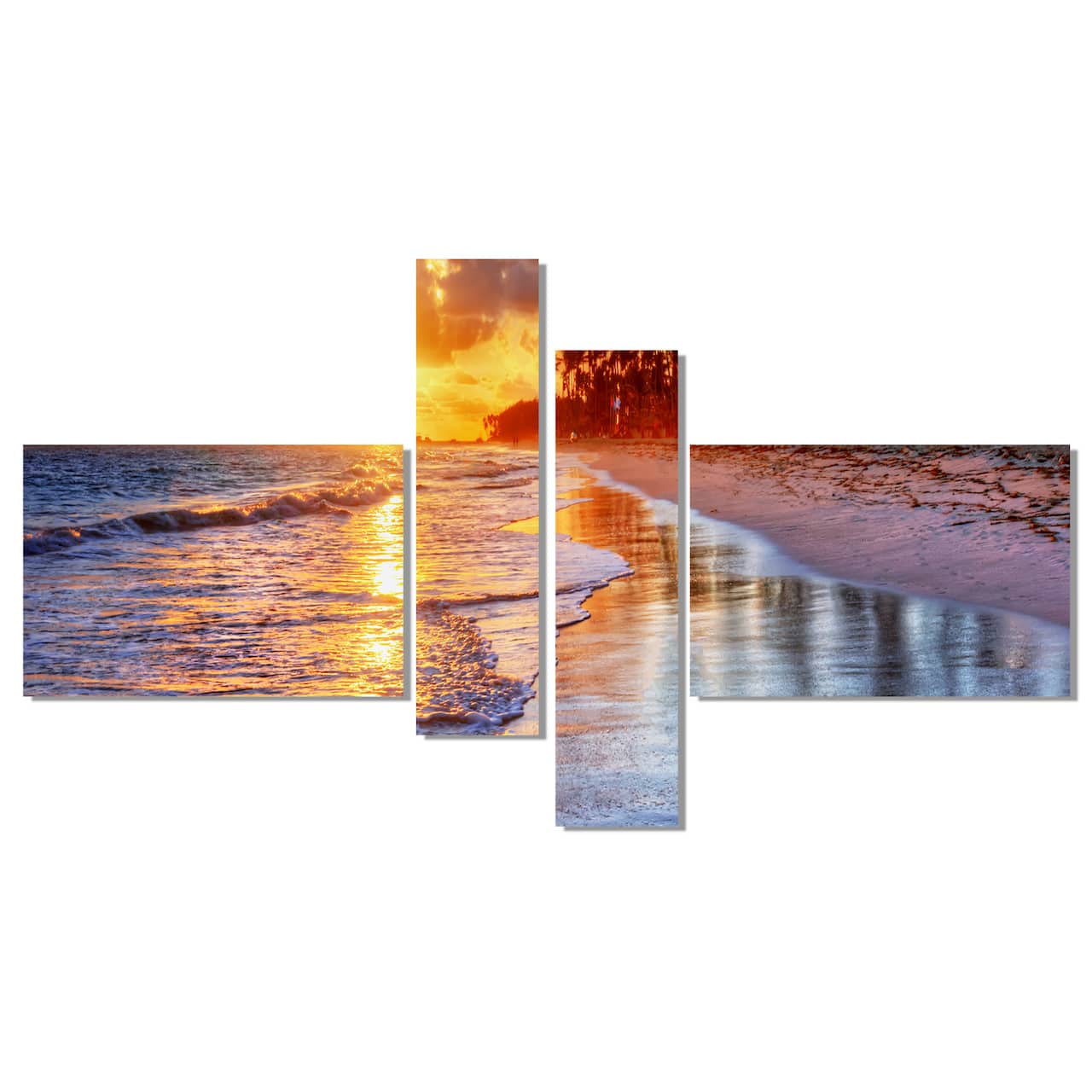 Designart - Beach Side Resort With Palm Trees - Seashore Canvas Art Print